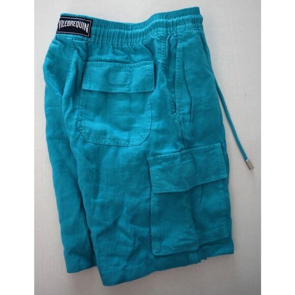 Vilebrequin BAIE9U01 Men's Sz XS Blue Linen Cargo Pockets Bermuda Shorts - Picture 14 of 14